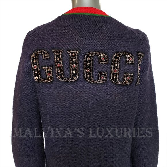 GUCCI CARDIGAN LONG SWEATER NY YANKEES LOGO PATCH WOOL ALPACA sz S SMALL - Picture 9 of 16